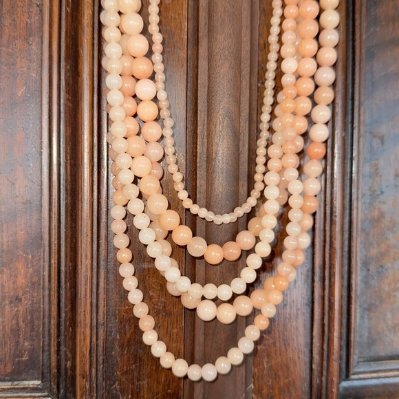 Talbots genuine stone necklace Elegant Peach layered adjustable NEW - Picture 2 of 3